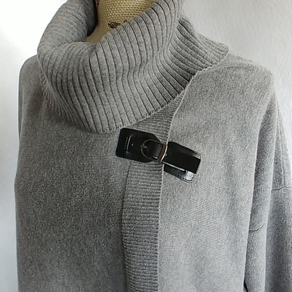 Guess Grey Oversized Sweater with Buckle Accent - Picture 3 of 8